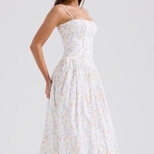 HOUSE OF CB Ysabella White Posy Print Cotton Maxi Sundress